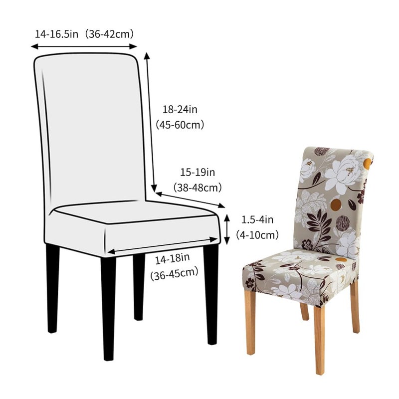 FORCHEER Chair Covers for Dining Chairs Set of 4,Beige Floral Stretch Dining Room Chair Cover Kitchen Parsons Chair Slipcovers (Pack of 4, Beige+Floral) - Image 5